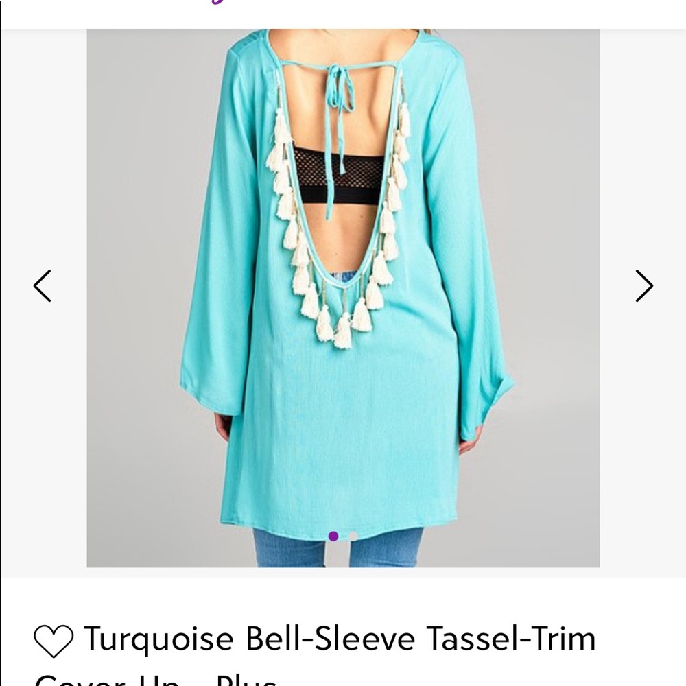 Bell Sleeve Tassel Trim Cover Up